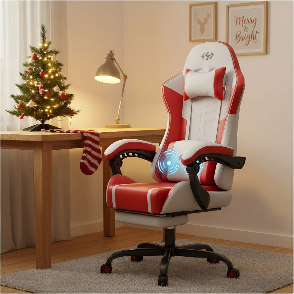 Silla de gaming, silla ergonómica para videojuegos para adultos, silla de ordenador para gamer con reposacabezas, soporte lumbar de masaje, silla de oficina giratoria