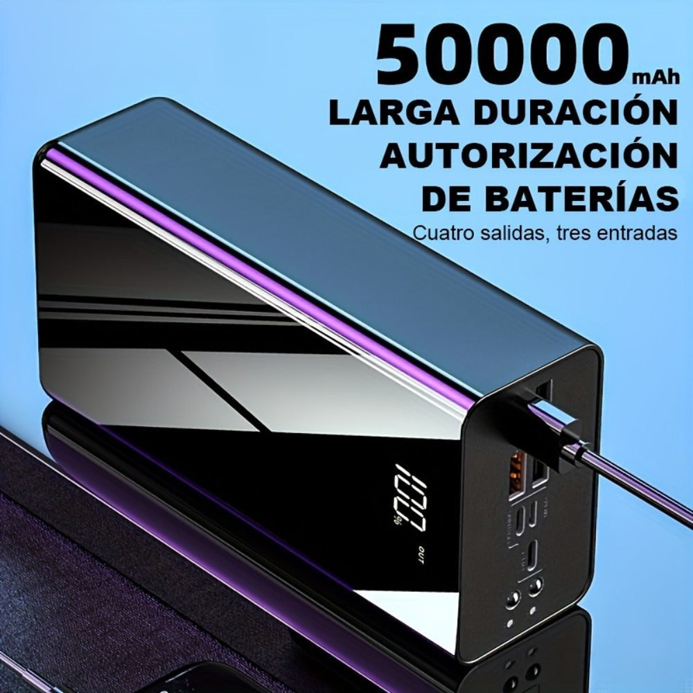 Cargador USB Rápido de Gran Capacidad 50000Mah con Pantalla LED, Linterna y Reserva de Energía de Emergencia - Luz de Camping para Exteriores para iPhone, Android y Dispositivos Digitales, Regalo de Vacaciones