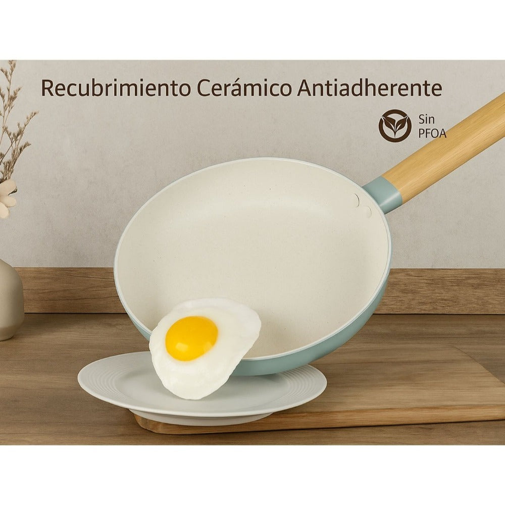 Juego de Sartenes Cocina 20+24+28 Revestimiento Antiadherente para Inducción | Recubrimiento Cerámico | Mango Soft-Touch | Set de Sartenes | Libre de PFOA y PFAS