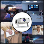 Mini proyector portátil con soporte 4K, proyector inteligente de películas, nativo 720P, con WiFi y tecnología inalámbrica 5.0/150ANSI, pequeño y ligero, fácil de transportar, compatible con TV, teléfono móvil y portátil, para viajes, camping, reuniones,