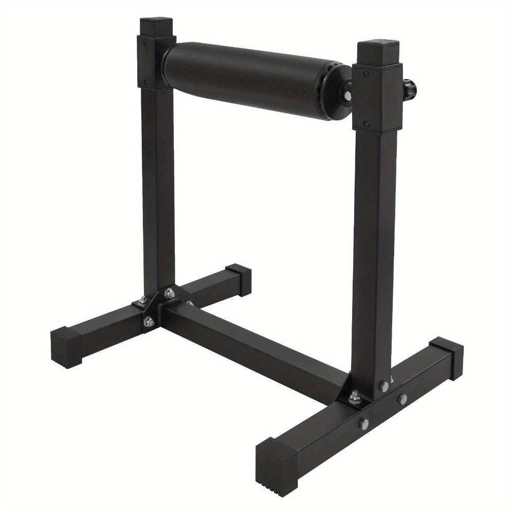 Soporte de sentadilla con pierna ajustable con rueda - Negro, 60,96x56,64x67,06cm, gran capacidad de carga (199,58KG), alfombras antideslizantes, perno de ajuste de altura, ideal para gimnasios y lugares de fitness en casa, sin batería