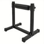 Soporte de sentadilla con pierna ajustable con rueda - Negro, 60,96x56,64x67,06cm, gran capacidad de carga (199,58KG), alfombras antideslizantes, perno de ajuste de altura, ideal para gimnasios y lugares de fitness en casa, sin batería