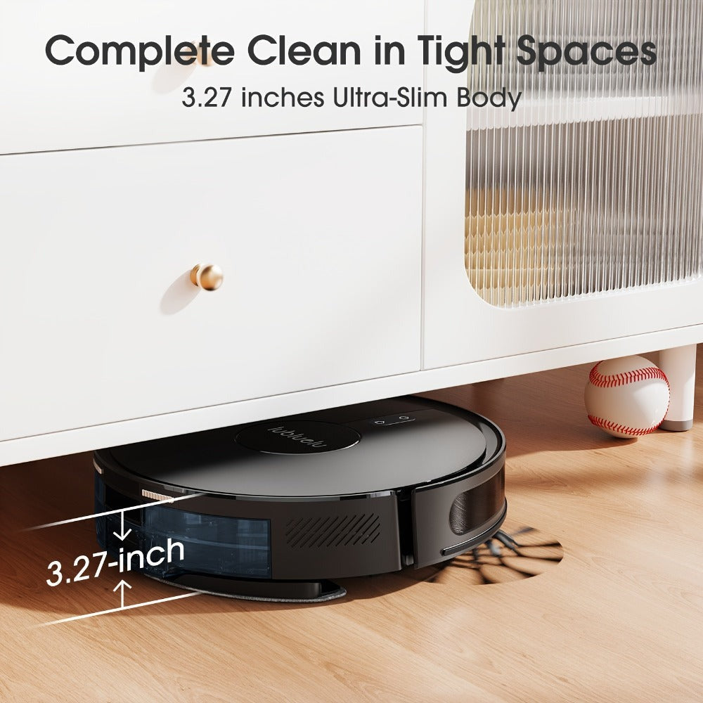 Lubluelu B40 Robot Aspirador, Robot Aspirador y Trapeador 3 en 1, 6500Pa, Bajo Ruido 62Db, Cuerpo Ultra-Delgado de 9.98 cm, Mapeo de 5 Pisos, Limpieza Diversificada, Robot Aspirador para Pelo de Mascotas, Alfombra, Piso Duro, Regalos de Navidad y Hallowee