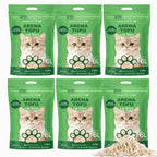 Arena de Tofu para Gatos 6L - Sin Polvo Fácil de Aglomerar y Controla Olores - y Segura para Gatitos - Pack de 6 Bolsas