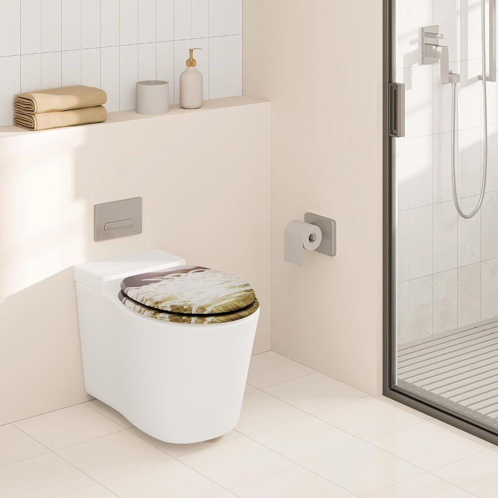 Asiento de inodoro con cierre suave de madera | Para baño y sustitución rápida