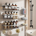 Juego de 6 estantes de ducha de acero inoxidable a prueba de óxido, organizador de baño adhesivo sin taladro, estantes de ducha que ahorran espacio para elementos esenciales de apartamento, baño, almacenamiento de cocina, decoración del hogar rentable, es