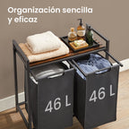 Cesto para Ropa Sucia, Cesta Colada, Estante, Marco Metálico, 2 x 46 L, 73 x 33 x 72 cm