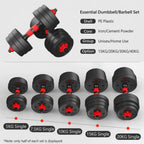 Conjunto de mancuernas ajustables 2 en 1, con barras, multifuncionales 10KG-15KG-20KG-30KG. Conjunto de pesas con conexión de barra combinable libremente, 10/15KG/20KG/30KG... Ajustable, mancuernas cortas y largas, cierres en forma de estrella y tubo de c
