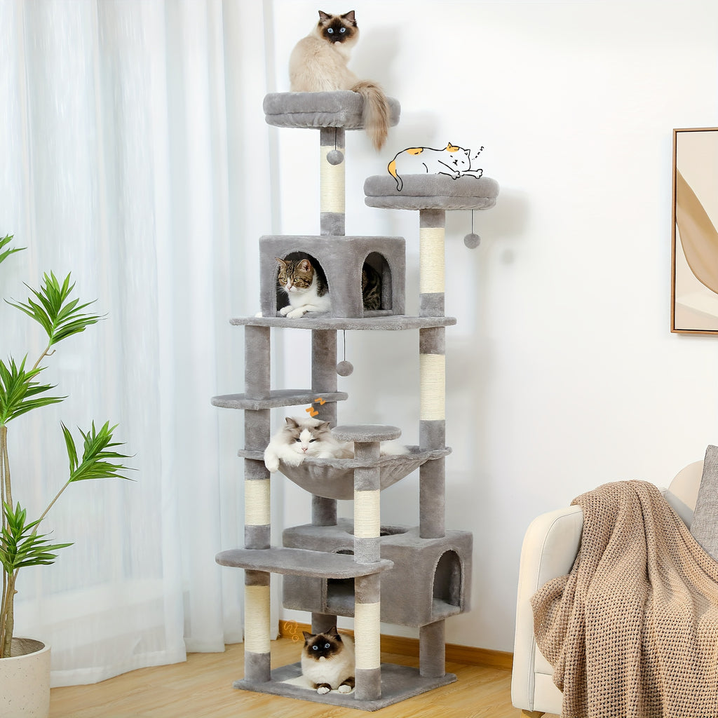 Árbol rascador para gatos 184 cm | Juego descanso escalada y cuidado de uñas