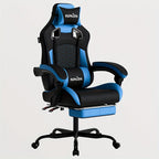 Silla Gaming, Silla Esports, Silla Gaming Ergonómica con Reposapiés, Silla Gaming de Carreras con Reposacabezas Ajustable, Silla de Ordenador con Altura Ajustable y Soporte Lumbar, Adecuada para Oficina en Casa y Gaming, Beige, Azul, Negro, Rojo, Naranja