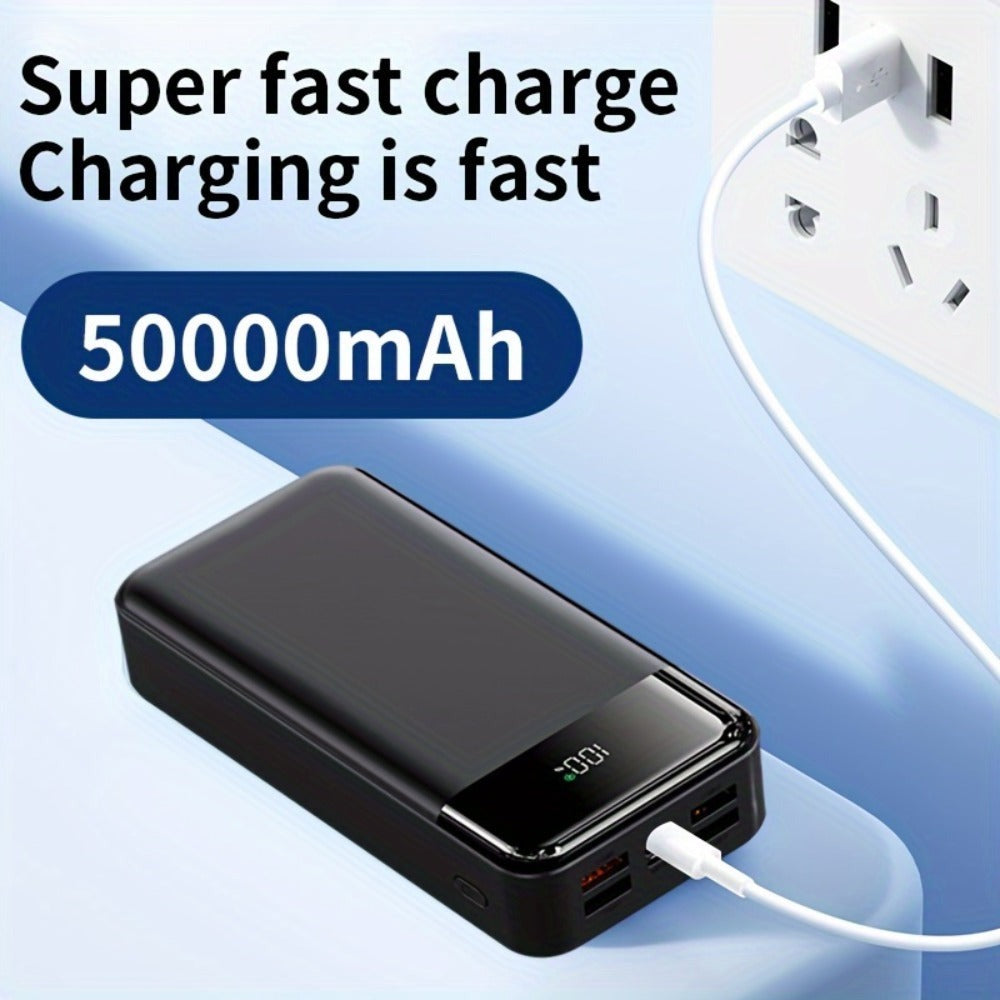 Suministro de Energía Móvil de Gran Capacidad de 50000mAh, con Pantalla LED, Linterna y Reserva de Energía de Emergencia, Carga Rápida de 22.5W - Luz de Camping para Exteriores, Adecuada para Teléfonos, Android y Dispositivos Digitales, Regalo de Vacacion