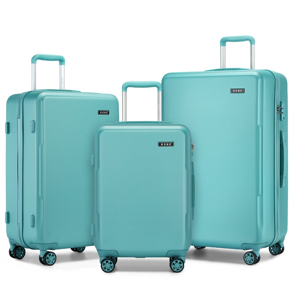 3 piezas de equipaje de cabina Kono de 20/24/28 pulgadas, equipaje de mano, pequeño, PC+ABS, carcasa dura, ligero, duradero, bolsa de viaje con ruedas dobles giratorias, cerradura de seguridad TSA