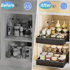 Organizador de gabinete extraíble, estante de almacenamiento resistente y expandible con cajones deslizantes, sin necesidad de taladrar, organizador para cocinas y baños, estante deslizable, extensible 31-52 cm (, blanco)