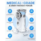 Nebulizador de malla portátil para uso doméstico, nebulizador de mano ultrasilencioso, dispositivo de terapia de aerosol de niebla fina, doble fuente de alimentación (batería y USB, baterías no incluidas), vaso para medicamentos de 8 cc, 2 mascarillas (gr