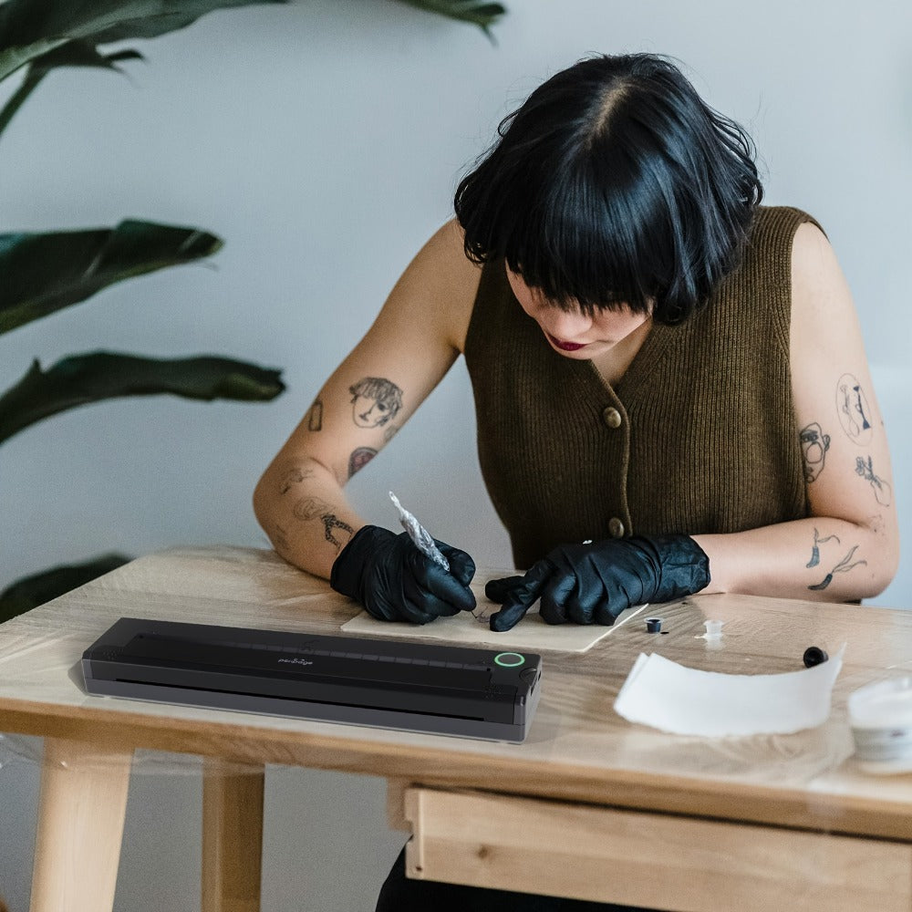 Impresora inalámbrica P90 de plantillas para tatuajes, máquina de tatuaje térmica con papel de plantillas, kit de impresora de tatuajes portátil compatible con teléfono, tableta y PC