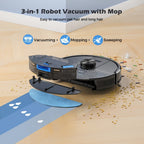 Robot aspirador y fregador, 3 en 1: barrido, aspirado y fregado, bolsa de polvo de 3.0L, autovaciado de 70 días, evitación de obstáculos PSD 360°, mapeo multisuelo, succión potente de 6700Pa, WiFi/Alexa/APP