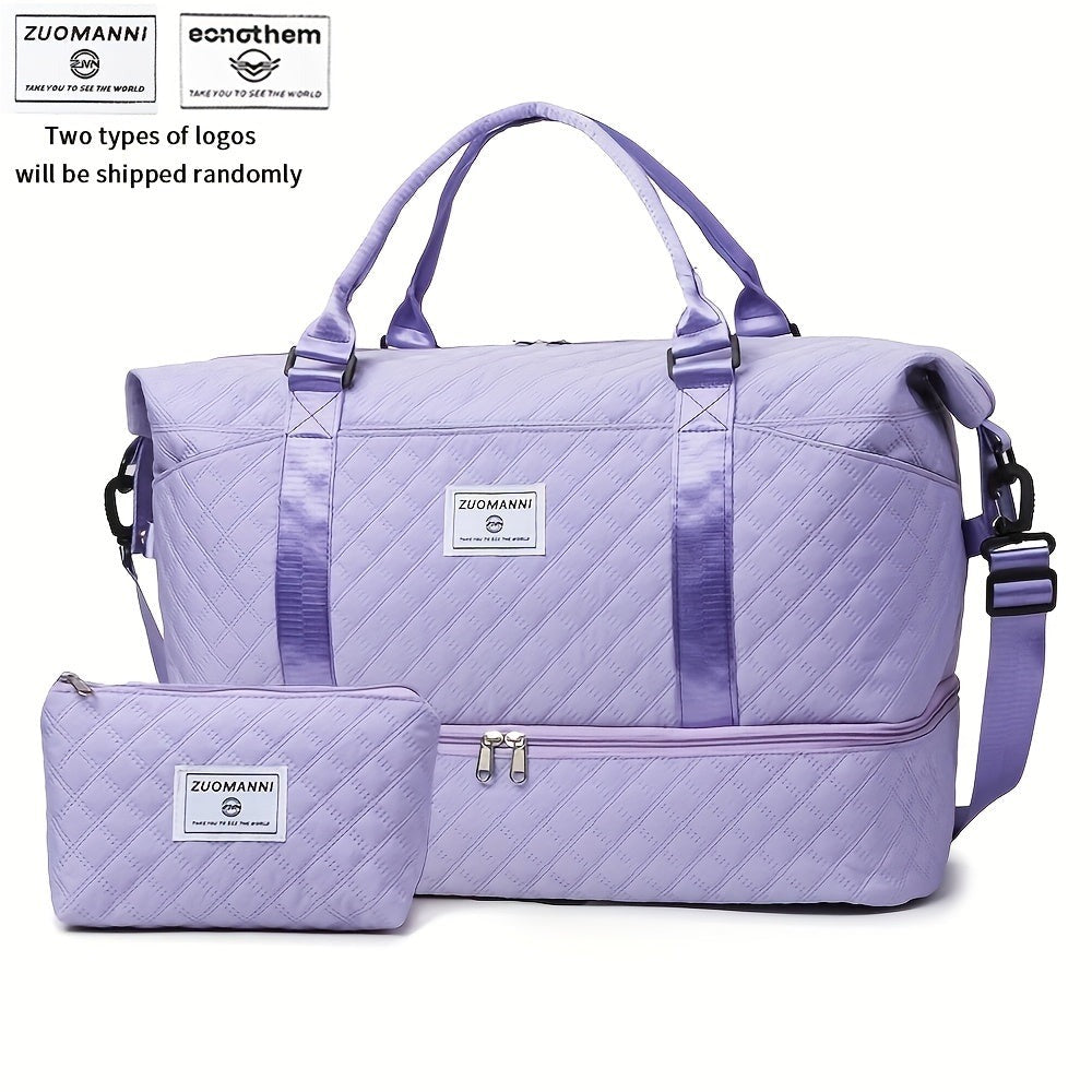 Juego de Bolsos para Mujer: Combinación de Bolso de Viaje y de Gimnasio de Gran Capacidad, Bolso con Estampado de Letras, Regalo de San Valentín, Bolso de Equipaje Multifuncional, Bolso de Mano Cosido para Viajes de Corta y Larga Distancia, Compartimento