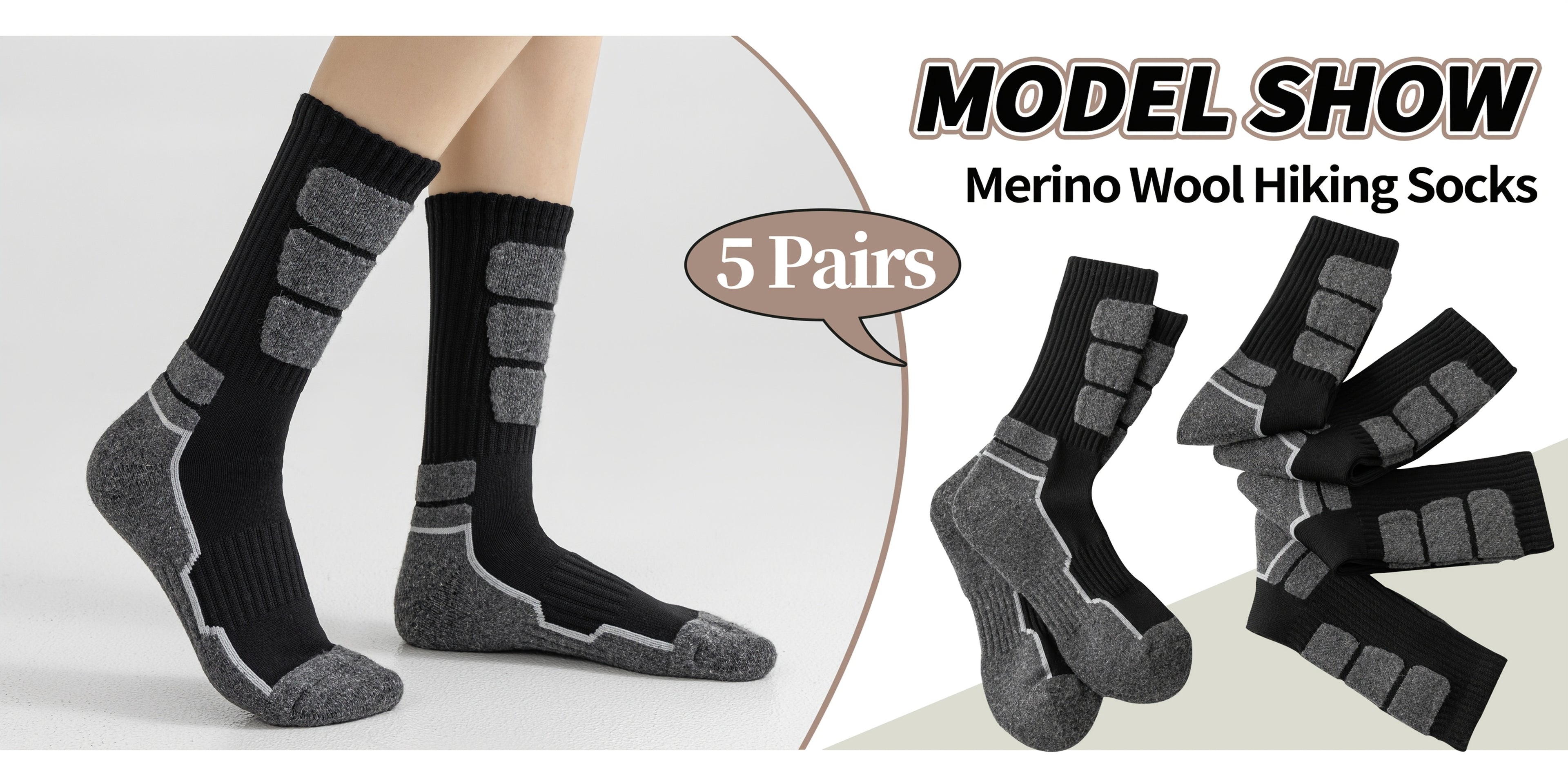 5 Pares de Calcetines de Lana para Hombres y Mujeres - Soporte de Compresión, Transpirables, Absorbentes de Sudor, Medias Acolchadas con Diseño a Rayas - Pack Multicolor para Regalos (Navidad, Halloween, San Valentín), Equipamiento para Aventuras al Aire