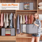 Juego de 6 bolsas de almacenamiento de 60L-90L-120L, bolsas grandes para guardar ropa con cremalleras, asas duraderas y tela gruesa para ropa, ropa de cama, mantas, edredones (gris), almacenamiento debajo de la cama