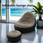 1 sofá inflable para exteriores con reposapiés/1 reposapiés, sofá inflable portátil, inflado rápido, plegable y ligero, adecuado para camping, playa, piscina