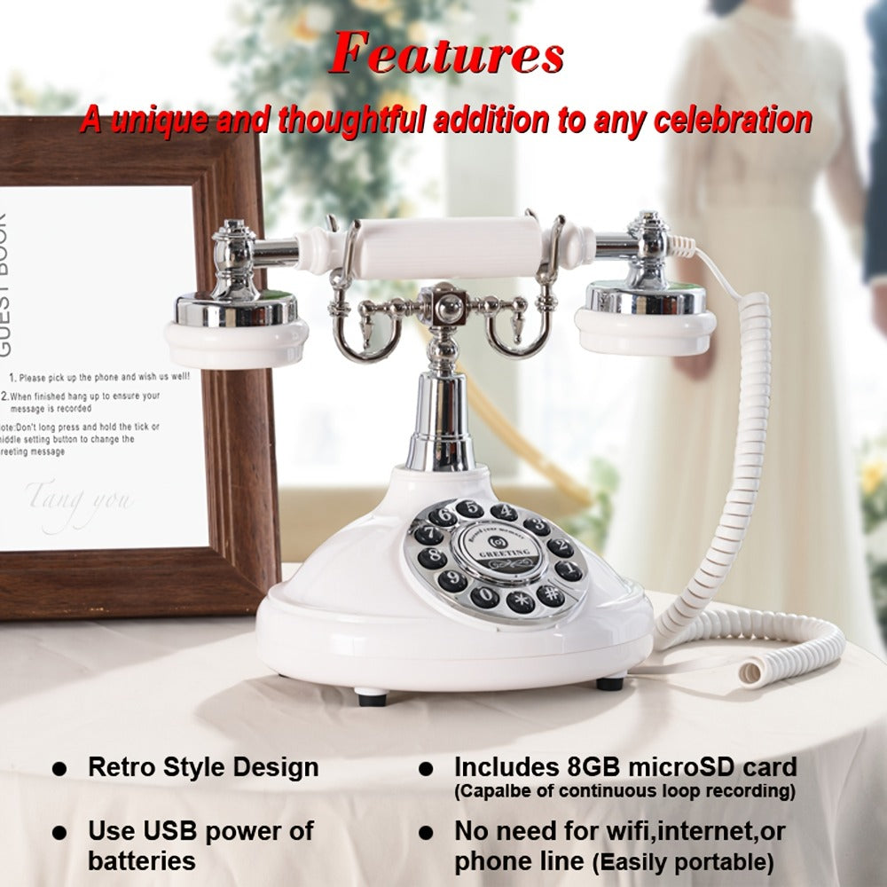 1 Teléfono de Audio Único para Libro de Visitas - Grabar Mensajes de Voz, Dejar Deseos Sentidos, Teléfono Original para Libro de Visitas para Bodas, Fiestas, Reuniones - Guarda Recuerdos para Siempre