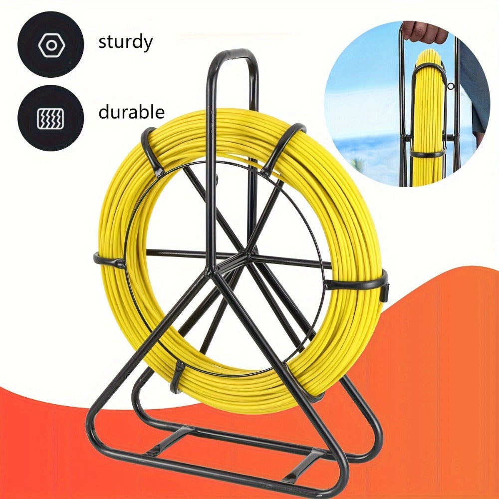 Tubo guía de cable de fibra de vidrio 6 mm x 100 m, tubo guía de cable de fibra de vidrio con soporte de acero, pasacables, tubo guía de cable, rueda guía de tubo de cable