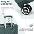 1pieza de 20/24/28 pulgadas Drak Green Sleek Geometric Pattern Hard Shell ABS+PC Maleta con cerradura TSA para viajes sin esfuerzo Regreso a la escuela Regalo de vacaciones
