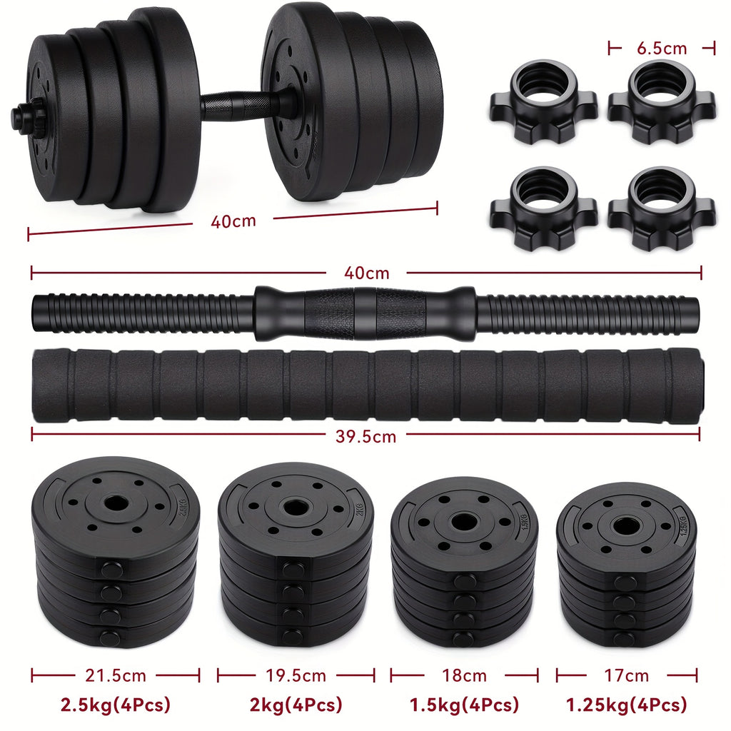 Juego de mancuernas ajustables 2 en 1 de 30 kg | Juego de mancuernas y barra | Equipo de gimnasio en casa para entrenamiento de fuerza, desarrollo muscular, ejercicios de brazos y fitness de cuerpo completo | Diseño que ahorra espacio para entrenamientos