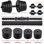 Juego de mancuernas ajustables 2 en 1 de 30 kg | Juego de mancuernas y barra | Equipo de gimnasio en casa para entrenamiento de fuerza, desarrollo muscular, ejercicios de brazos y fitness de cuerpo completo | Diseño que ahorra espacio para entrenamientos