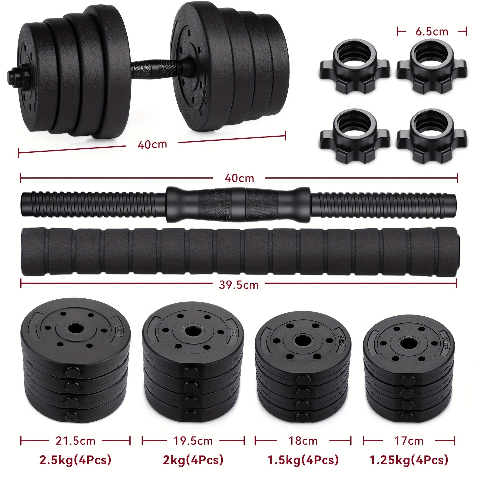 Juego de mancuernas ajustables 2 en 1 de 30 kg | Juego de mancuernas y barra | Equipo de gimnasio en casa para entrenamiento de fuerza, desarrollo muscular, ejercicios de brazos y fitness de cuerpo completo | Diseño que ahorra espacio para entrenamientos