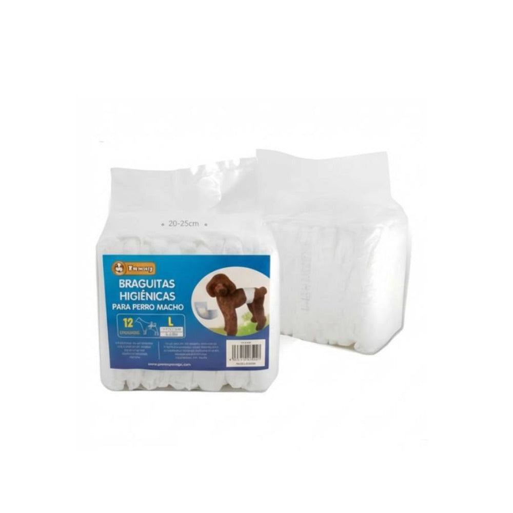 Paquete de 36 pañales desechables para perros machos, ropa interior higiénica para mascotas, suaves, absorbentes, transpirables y cómodos, disponibles en varios tamaños, XS/S/M/L, blancos.