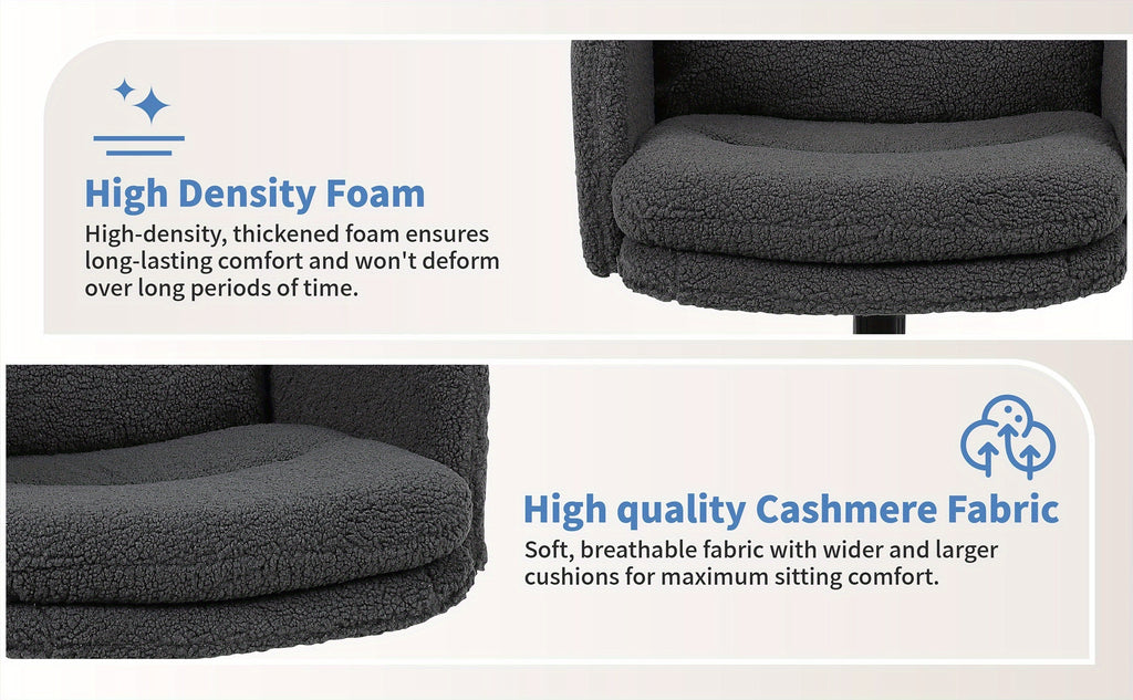 Sillas de oficina | Silla de Oficina, Silla de Maquillaje de Faux Fleece, Silla Giratoria Cómoda, Silla Ergonómica de Oficina, Altura Ajustable