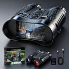 Binoculares de Visión Nocturna Infrarroja 4K con Gafas Protectoras, Zoom 8x, Capacidad de Grabación de Fotos y Videos, Batería Recargable de Larga Duración, Pantalla Grande de 8.13 cm, Incluye Correa de Transporte, Portátil para Excursiones, Versátil para