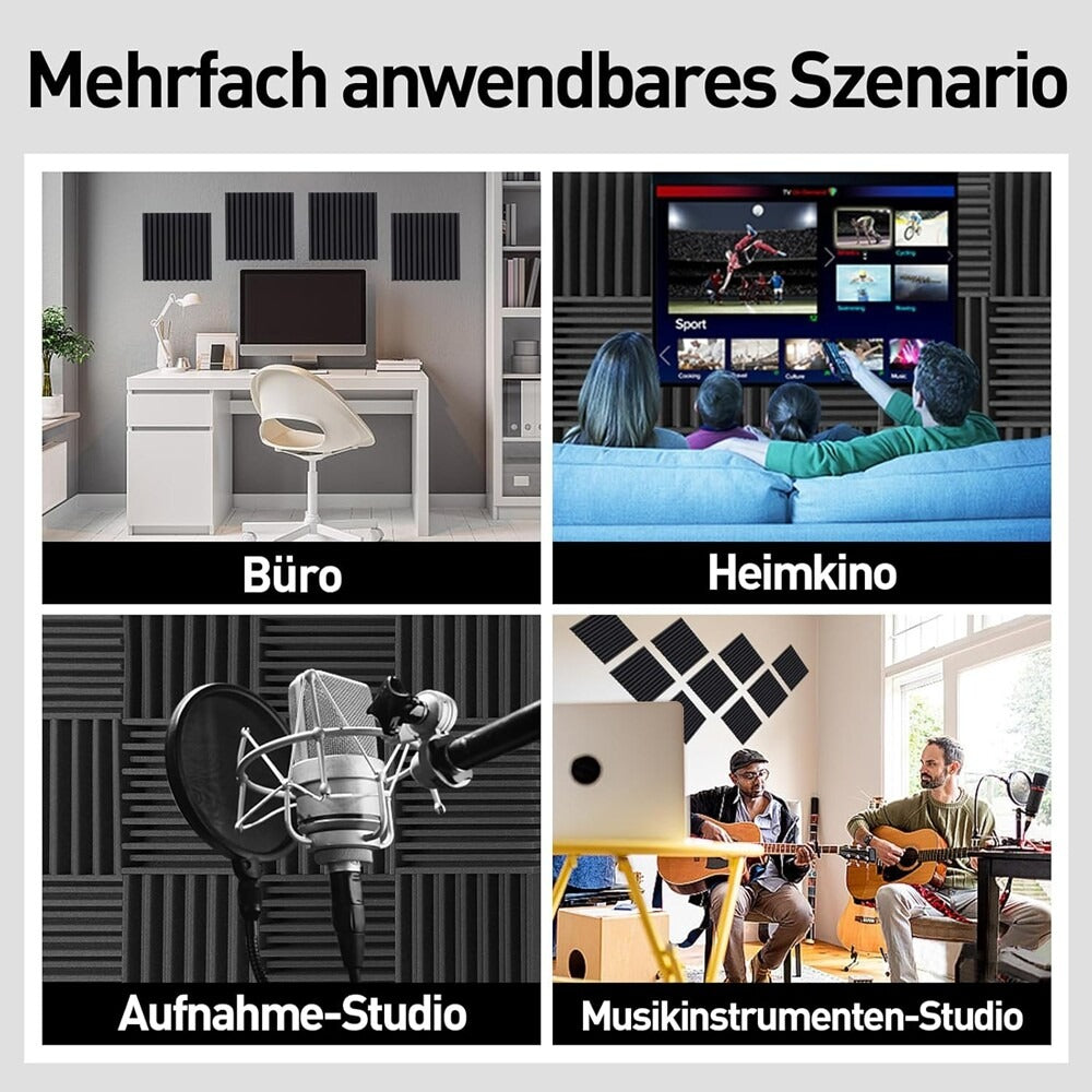 24X tapetes absorbentes de espuma acústica autoadhesiva anidada para insonorización de 30*30 cm