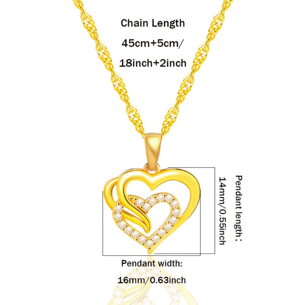 Un elegante collar colgante en plata 925 para mujeres, con una cadena de onda única y un colgante de corazón de circonita sintética brillante, ideal como regalo de vacaciones o para mujeres, incluye caja de regalo