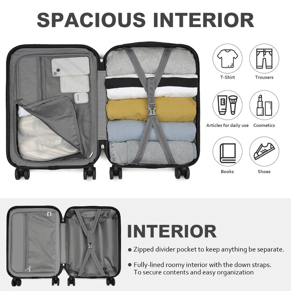 1 pieza de maleta de cabina de 20 pulgadas (55 cm) de ABS prémium con candado de combinación seguro para viajes sin esfuerzo, regreso a clases, regalo de vacaciones