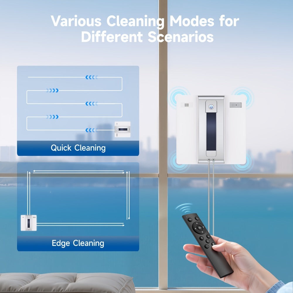 Lubluelu Robot Limpiacristales Electrónico Inteligente con Ventana Cuadrada, 7500Pa, Planificación de Ruta Inteligente, Sistema de Protección de Seguridad de 8 Capas, Limpieza de Bordes, Boquillas de Doble Cara, Visualización del Volumen de Agua, Muy Adec