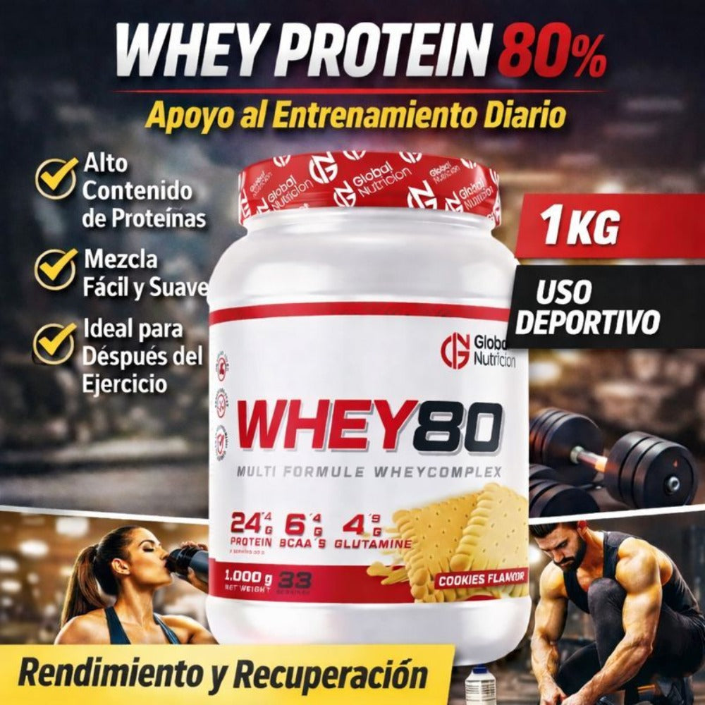 Whey Protein 80% – Proteína de Suero para Entrenamiento y Recuperación – 1 kg