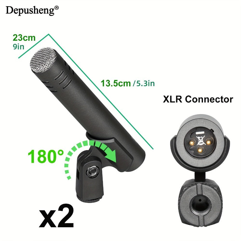 Kit de micrófonos dinámicos con cable Depusheng de 5/7 piezas para batería, voz y otros instrumentos con clip roscado para escenario, 4 de julio/Día de la Independencia