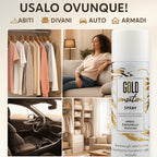 HOME PRO – Kit Profesional de Spray Desodorante para Telas, Sensación Dorada – Fragancia de Ámbar, Caramelo y Almizcle – Eliminador de Olores de Larga Duración, Aroma de Lujo – 3x150 ml – Hecho en Italia