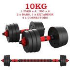 Conjunto de mancuernas ajustables 2 en 1, con barras, multifuncionales 10KG-15KG-20KG-30KG. Conjunto de pesas con conexión de barra combinable libremente, 10/15KG/20KG/30KG... Ajustable, mancuernas cortas y largas, cierres en forma de estrella y tubo de c