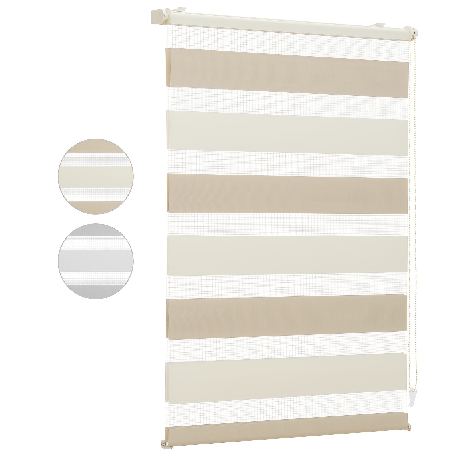 Persianas enrollables dobles Sekey con fijación de clip (no requiere taladrar) para ventanas, persianas enrollables dobles de dos tonos, persianas enrollables duo, protección solar, blanco y gris claro, marrón claro y gris-marrón, verde y verde claro