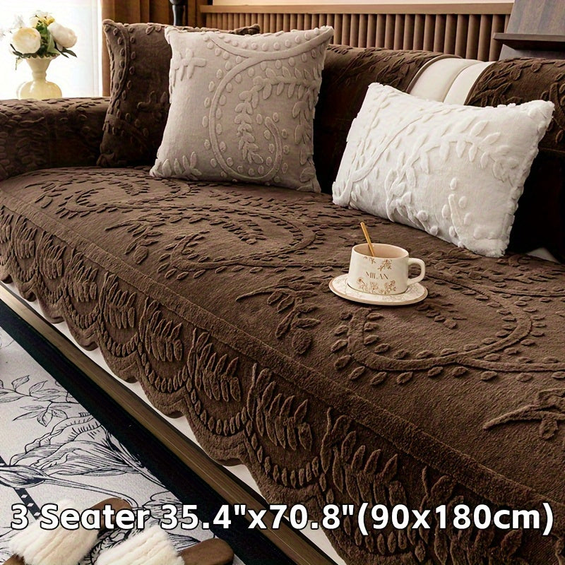 1 Funda de Sofá de Felpa con Estampado de Leopardo - Gruesa, Cálida, Imitación, Protector de Sofá Antideslizante y Apto para Mascotas para Sala de Estar, Dormitorio, Decoración de Oficina, Se Adapta a Múltiples Tamaños de Sofá, Fundas de Sofá para Sala de