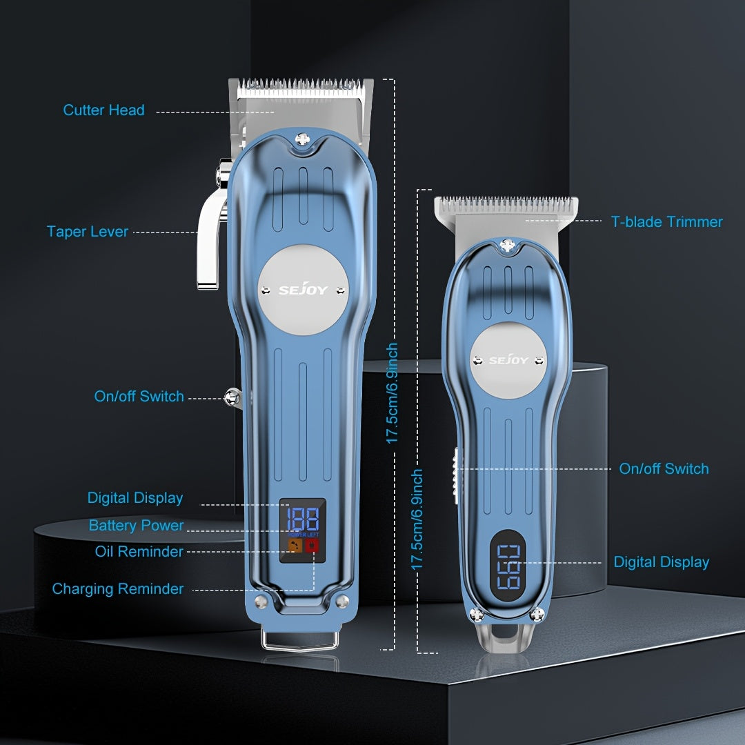 Cortapelos Profesional para Hombres, Juego de Cortapelos y Recortadoras Inalámbricas de Metal, Kit de Corte de Cabello con Pantalla LCD, Recortadora de Barba y Cabello con Cuchilla T de Cero Espacio, Regalo para Hombres