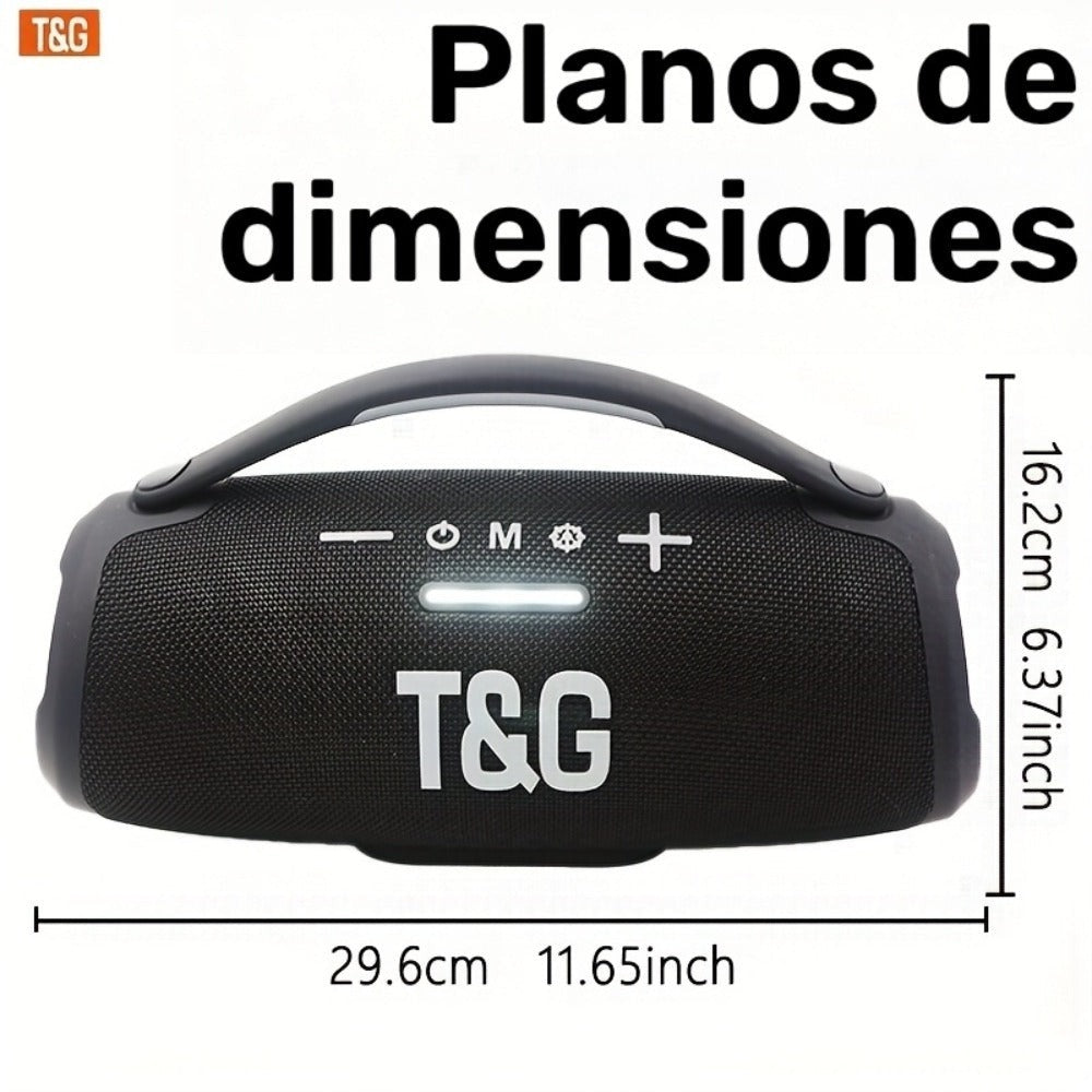Altavoz Inalámbrico TG de 30W, Altavoz Portátil con Sonido Envolvente de Subwoofer, IPX5, Carga USB, Tipo-C, Tarjeta TF/Unidad Flash USB/Aux, Soporte para Teléfono Móvil/Tablet/Computadora, Camping al Aire Libre y Cine en Casa con Pantalla LED, 3000Mah