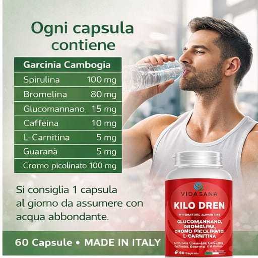 [PROMO Paquete de 2] 2 Suplementos para Mujeres y Hombres con Garcinia Cambogia, Glucomanano, Espirulina, Bromelina, L-Carnitina, Guaraná, Cafeína y Té Verde - 120 Cápsulas
