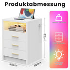 Mesita de noche, cómoda, escritorio de noche con 2/3 cajones de gran capacidad para dormitorio, sala de estar, blanco/negro