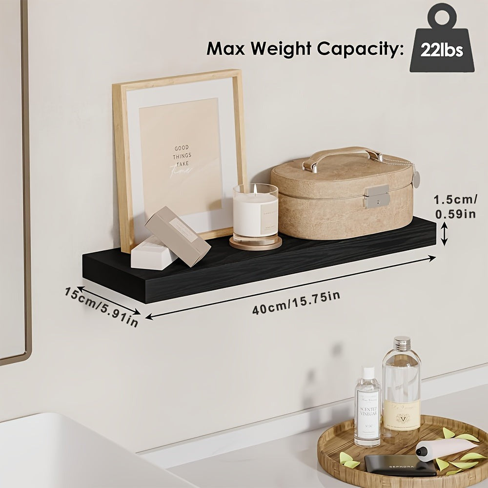 4 Estantes de Pared, Cada Uno Soporta 10kg, Estante Colgante Suspendido, Madera Maciza Natural, Resistente, Ahorra Espacio, Fácil de Instalar, Estantes Flotantes, Almacenamiento Decorativo Multifuncional para Sala, Cocina, Baño, Dormitorio, Estantes Flota