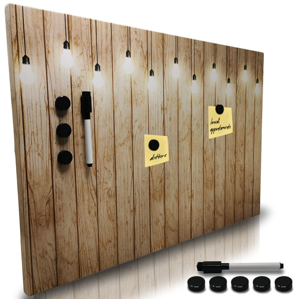 BAKAJI Pizarra Blanca Magnética con 5 Imanes y 1 Marcador, Tablero de Notas Montado en la Pared, Ideal para Cocina, Sala de Estar, Entrada, 60 x 40 cm
