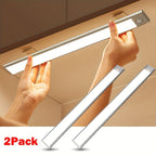 Luces LED para bajo mueble Setonr con carcasa de aleación de aluminio, luz con sensor de movimiento a pilas recargables para uso en interiores, luces magnéticas regulables para armario, iluminación inalámbrica para bajo mostrador para cocina, escaleras, d